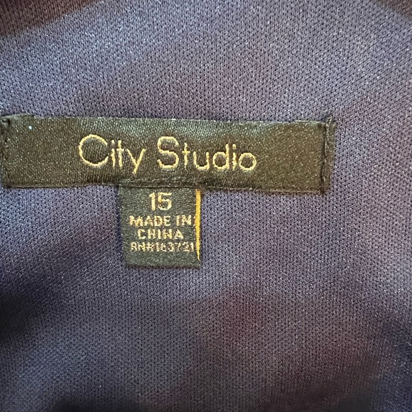 City Studio NWOT Navy Blue V-Neck Formal Mini Dress. Size 15 Junior - Picture 6 of 6